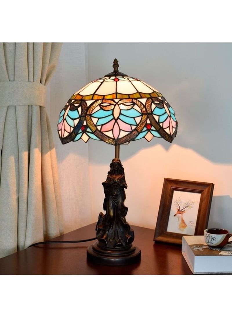 Creative Mediterranean Retro Glass Shade Lighting Table Lamp US Plug Multicolour