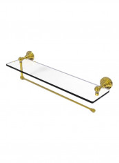 Waverly Place Collection Glass Shelf With Towel Holder Clear/Gold 22inch