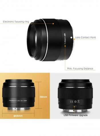 Camera Prime Lens 2.48x2.28inch Black