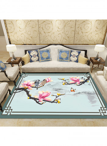 3D Floral Printed Pattern Carpet Multicolour 140x200centimeter