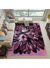 3D Flower Printed Rectangular Carpet Purple 140x200centimeter