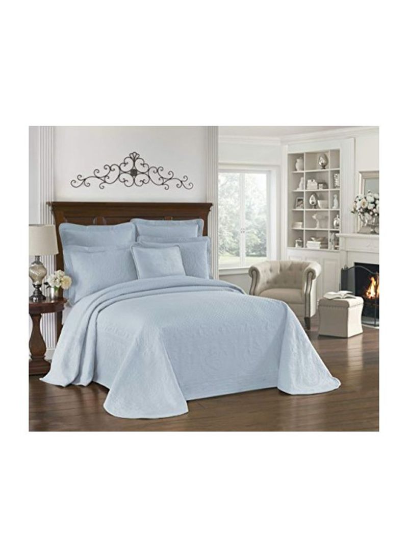 Cotton Bedspread Coverlet Blue King