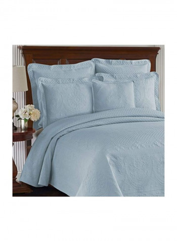 Cotton Bedspread Coverlet Blue King