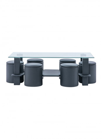 Suva Coffee Table With 6 Stools Black
