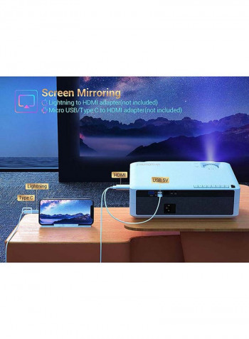 LED Projector 1080p 6800 Lumens Compatible to 300-Inch Screen with 150-Inch Projector Screen PROJ-WO-11-W_SCR-05 White