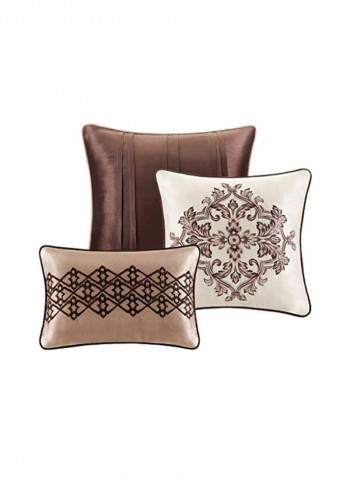 7-Piece Princeton Comforter Bedding Set Polyester Brown/Beige/Red California King