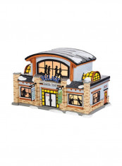Health Club Lighted Building Beige/Grey/Yellow 6.2x10x7inch