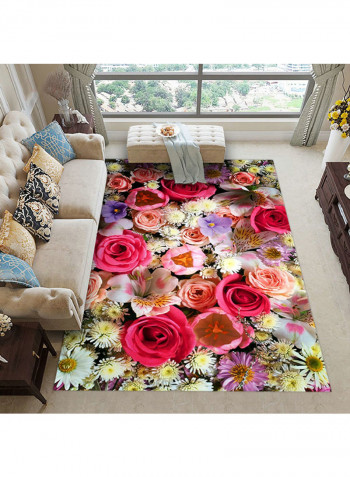 Floral Print Soft Floor Mat Multicolour 140X200centimeter
