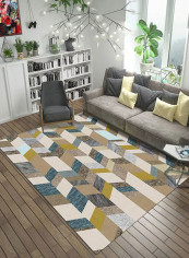 Geometrical Pattern Anti-Slip Carpet Multicolour 140x200centimeter