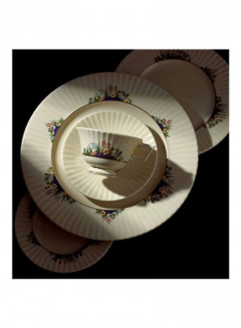 5-Piece Fine Dinnerware White/Green