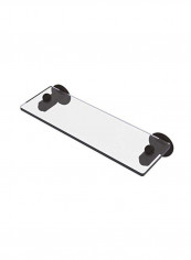 Soho Collection Vanity Beveled Edges Glass Shelf Clear/Black 16inch