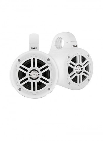 Dual Subwoofer Waterproof Marine Wakeboard Tower Speakers PLMRWB45W White/Black