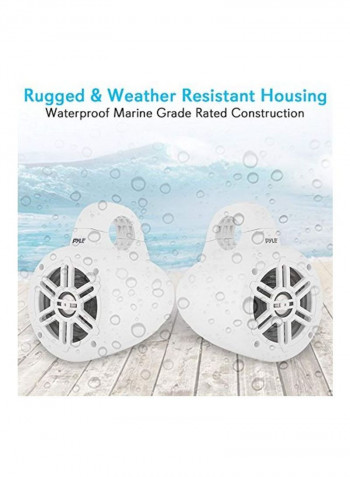Dual Subwoofer Waterproof Marine Wakeboard Tower Speakers PLMRWB45W White/Black