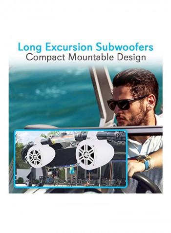 Dual Subwoofer Waterproof Marine Wakeboard Tower Speakers PLMRWB45W White/Black