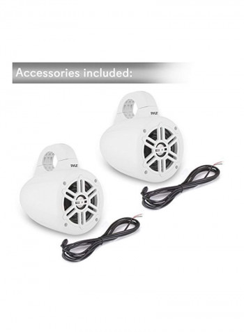 Dual Subwoofer Waterproof Marine Wakeboard Tower Speakers PLMRWB45W White/Black