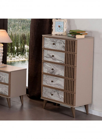 Odessa 5 Drawer Chest Beige 43x114x56cm