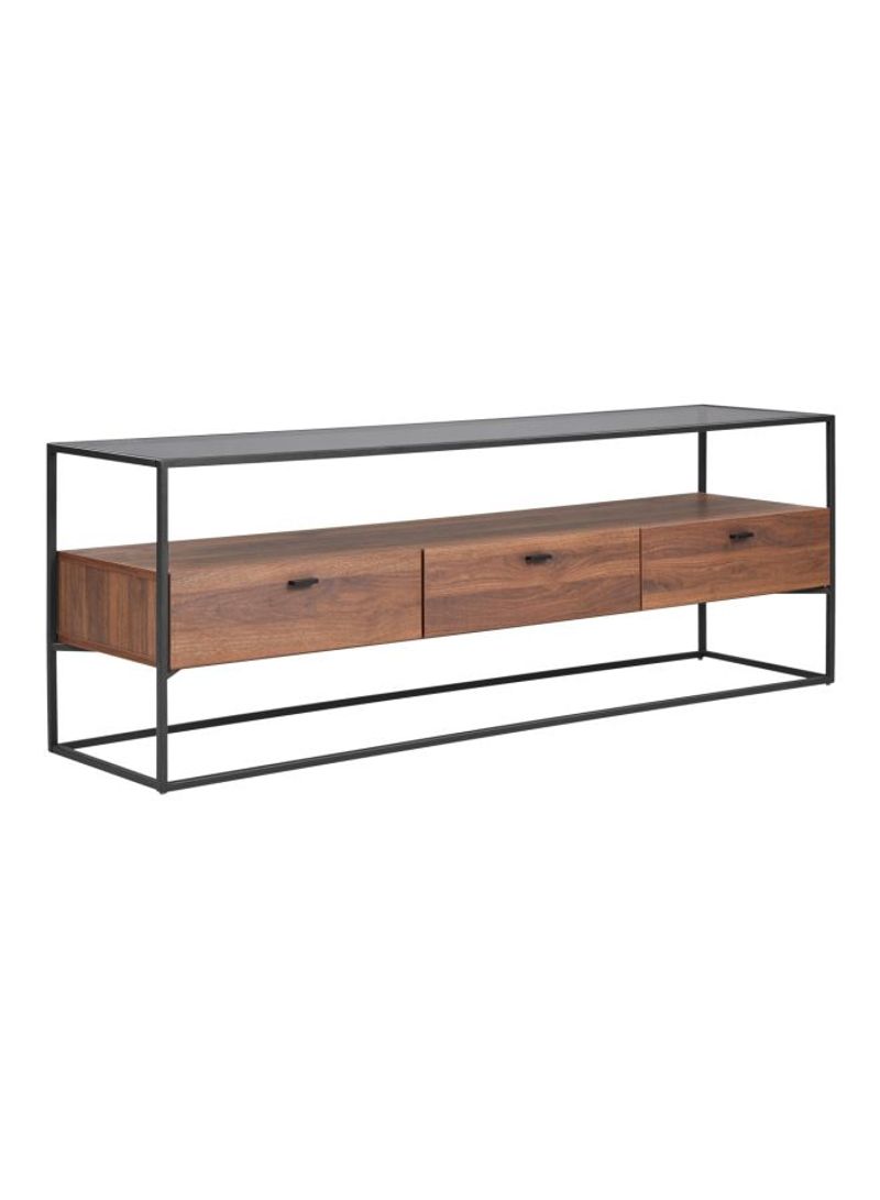 Ruby Low TV Unit With Glass Top Brown/Black