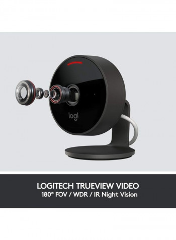 Circle View Weatherproof Wired Home Security Camera 2.24x2.65x2.78inch Black