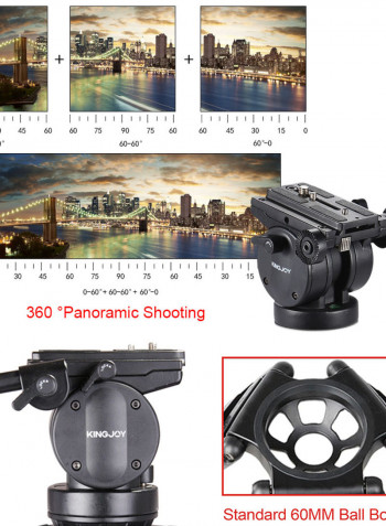 Kingjoy 360 Degree Panorama Fluid Ball Head Professional Tripod Kit Black