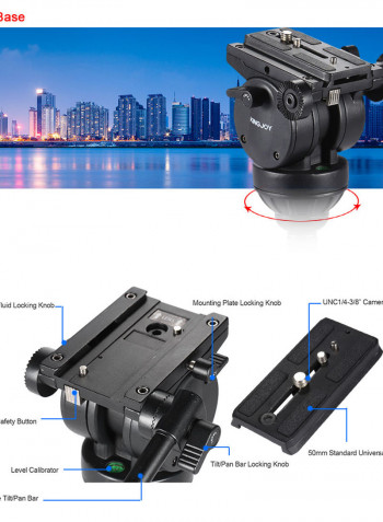 Kingjoy 360 Degree Panorama Fluid Ball Head Professional Tripod Kit Black