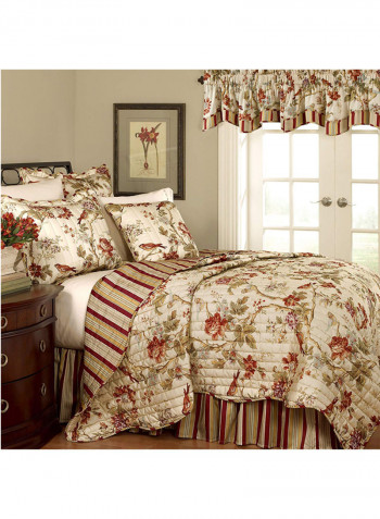 3-Piece Reversible Quilt Set Beige/Red Twin