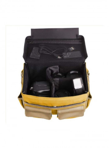 Camera Bag With Adjustable Dividers For Samsung DLSR Cameras Mustard Yellow/Cool Camel