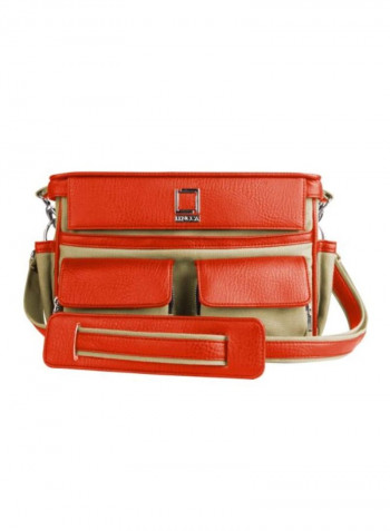 Camera Bag With Adjustable Padded Dividers For Leica Cameras Raw Beige/Orange