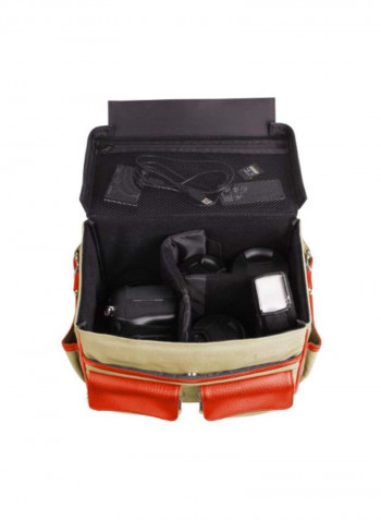 Camera Bag With Adjustable Padded Dividers For Leica Cameras Raw Beige/Orange