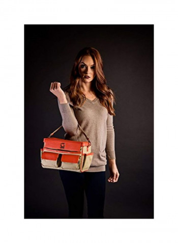 Camera Bag With Adjustable Padded Dividers For Leica Cameras Raw Beige/Orange
