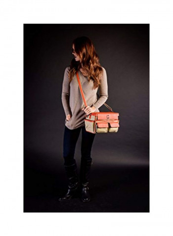 Camera Bag With Adjustable Padded Dividers For Leica Cameras Raw Beige/Orange