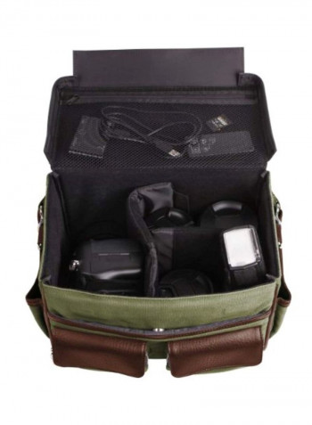 Water Repellent Case With Adjustable Padded Dividers For Leica Cameras Forrest Green/Espresso Brown