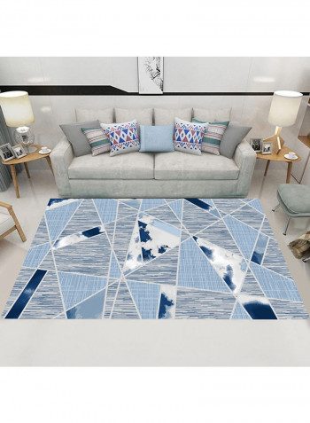 Simple Geometric Pattern Non-Slip Carpet Blue/White 140X200centimeter
