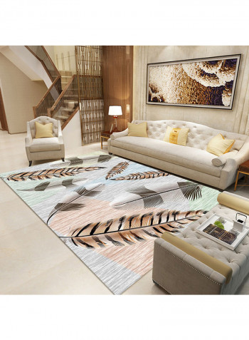 3D Feather Printed Anti-Slip Carpet Multicolour 140x200centimeter