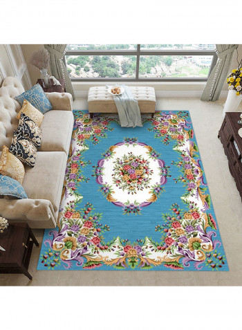 Classic Flower Pattern Soft Rectangle Mat Blue/White 140X200centimeter