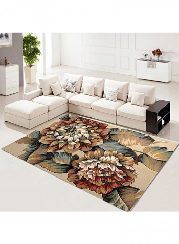 3D Floral Pattern Printed Water-Resistant Carpet Multicolour 140x200centimeter