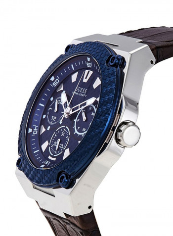 Men's Leather Analog Wrist Watch W1058G4