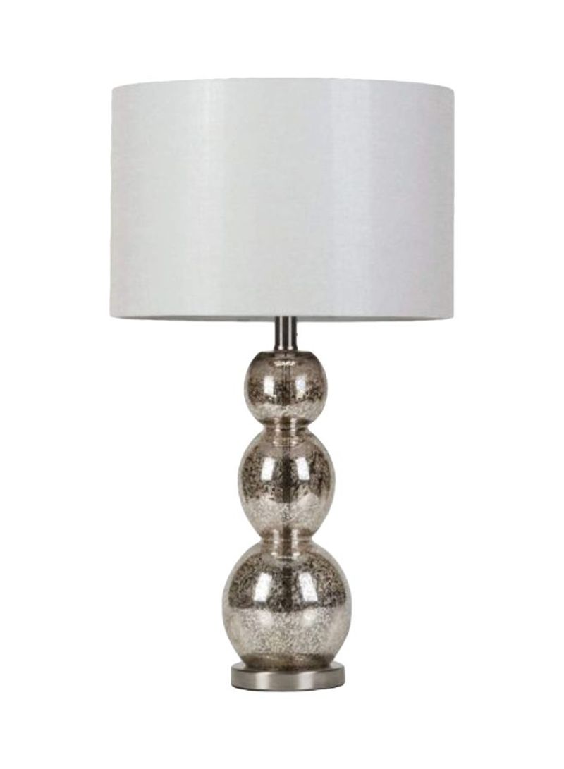 Drum Shade Table Lamp White/Antique Silver 15x15x27inch