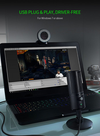 Razer Kiyo 1080P Desktop Streaming Webcam With Multi-Step Ring Light Lamp Black
