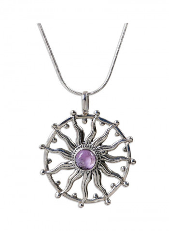 Amethyst Sun Hand Made Pendant Necklace