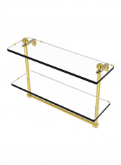 Two Tiered Integrated Towel Bar Glass Shelf Gold/Clear 16inch