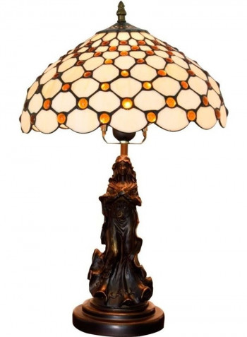 Retro Stained Glass Lampshade Table Lamp White/Brown