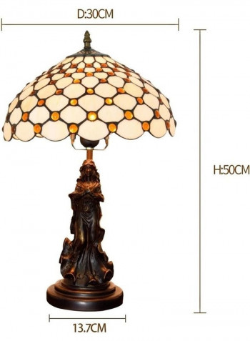 Retro Stained Glass Lampshade Table Lamp White/Brown