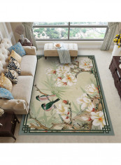 Bird And Flower Pattern Soft Rug Grey/Brown 140X200centimeter