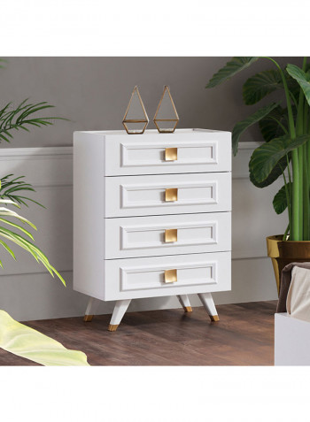 Ivanka 4-Drawers Chest White/Gold 61.1x91.5x46.3centimeter