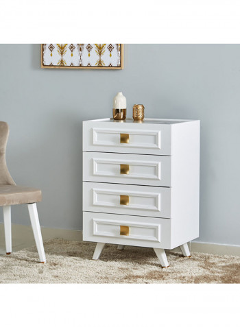Ivanka 4-Drawers Chest White/Gold 61.1x91.5x46.3centimeter
