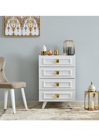 Ivanka 4-Drawers Chest White/Gold 61.1x91.5x46.3centimeter