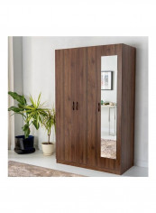 Como 3-Door Wardrobe With Mirror Brown 190 x 115 x 59cm
