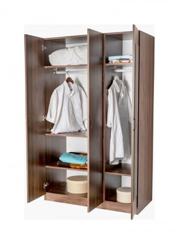 Como 3-Door Wardrobe With Mirror Brown 190 x 115 x 59cm