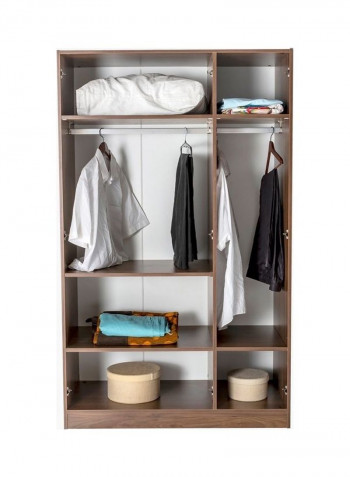 Como 3-Door Wardrobe With Mirror Brown 190 x 115 x 59cm