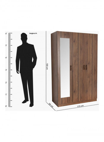 Como 3-Door Wardrobe With Mirror Brown 190 x 115 x 59cm